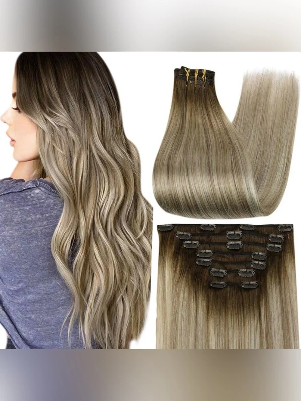 Full Shine Clip-In Hair Extensions - #3/8/22 20inch